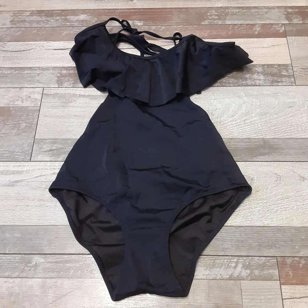 Victoria's Secret Open Back Black Dark Academia Baddie Swimsuit Size S